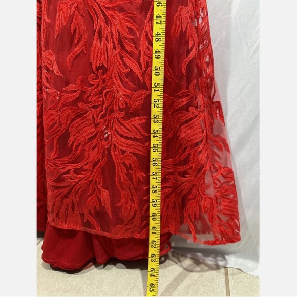 NWT $798 Mac Duggal [ 12 ] Embellished Puff‎ Sleeve Plunge Neck Trumpet Gown - Picture 7 of 15